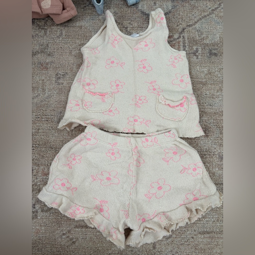 Floral Knit Tank and Shorts Set